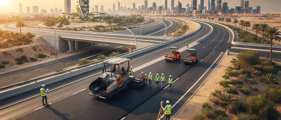 أعمال الأسفلت في الإمارات: الأنواع، مراحل التنفيذ، معايير الجودة، وأفضل الممارسات